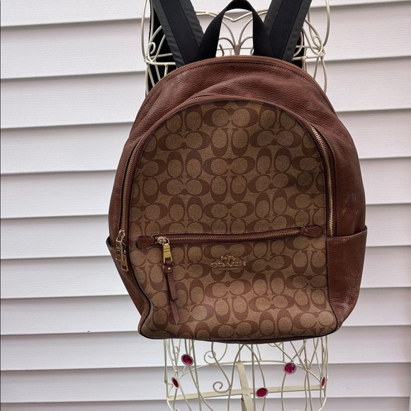 Coach Tan and Brown Monogram backpack - Picture 1 of 13